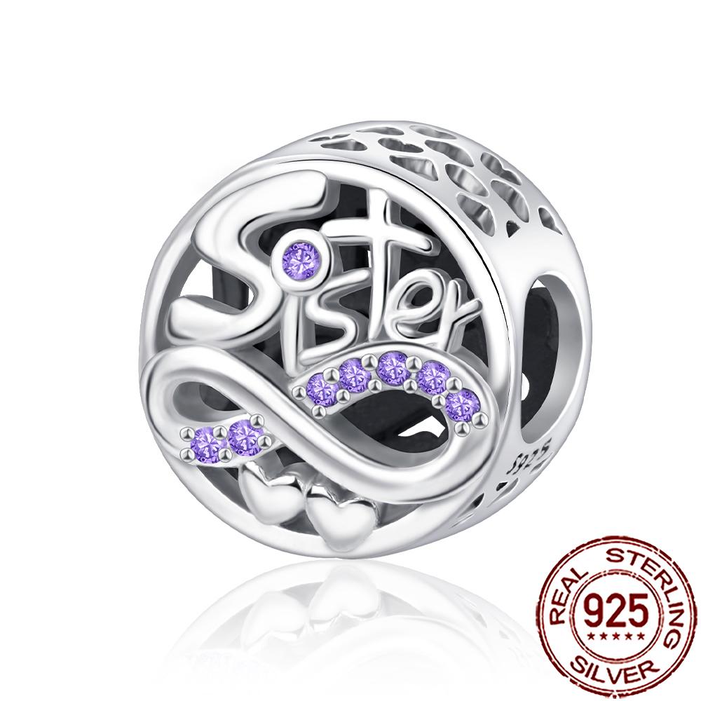 New Charms Copper Sister Daughter Mum Mother Family Love Heart Beads Fit Origina Bracelet Necklace Diy Jewelry