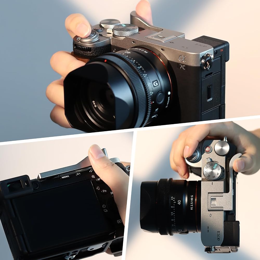 Haoge Metal Thumb-Up Grip for Sony A7CII, a7CR, Camera Accessory Silver Hot Shoe Rest Hand THB-S7CR-S