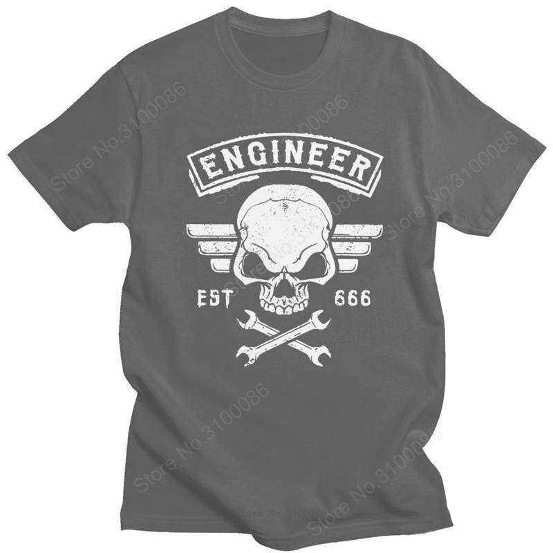 Novelty ENGINEER AND ENGINEERING T Shirt Unisex Short Sleeves Funny Technician Skull Tshirt Loose Fit Cotton Tee Tops Merchandise S