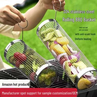 Rollender Grillkorb aus Edelstahl - Outdoor-Grillwerkzeug