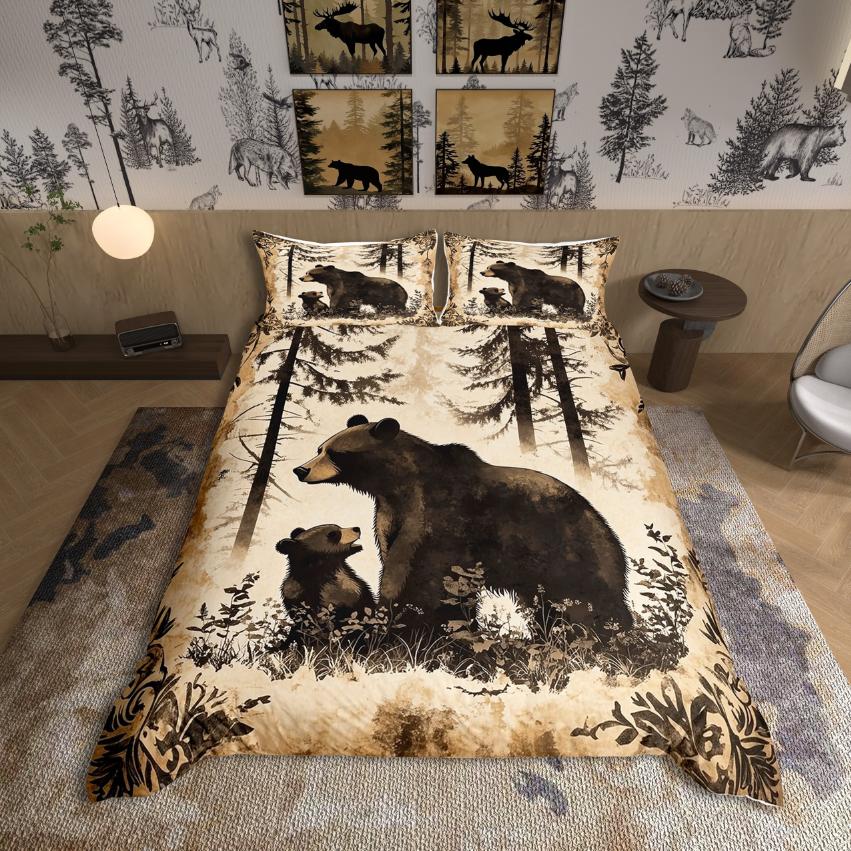 

Comforter Homewish Safari Bear Deer Jungle Animal For Teens Bedding Setwoodland Wildlife Decor Comforter (quilt)-EU Single(135*200cm)3pcs