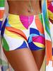 European & American Colorful Sheer Three-Piece Swimsuit Cover-Up Set with Sun Protection