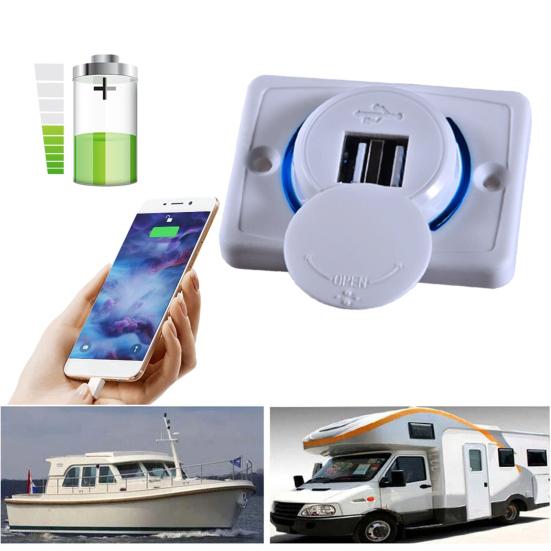 Dual USB Car Charger Socket 3.1A Power Outlet Dual Port Quick Car Charger Adapter with LED Indicator 12V-24V Fast Charging Station for Phones Tablets