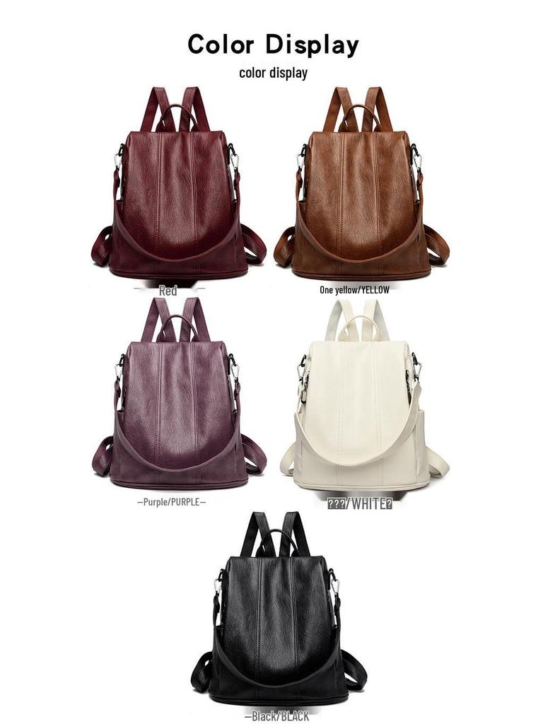 Vintage Women's Genuine Leather Anti-Theft Backpack: High-End, Simple, Versatile, Large Capacity Korean Fashion Accessory.