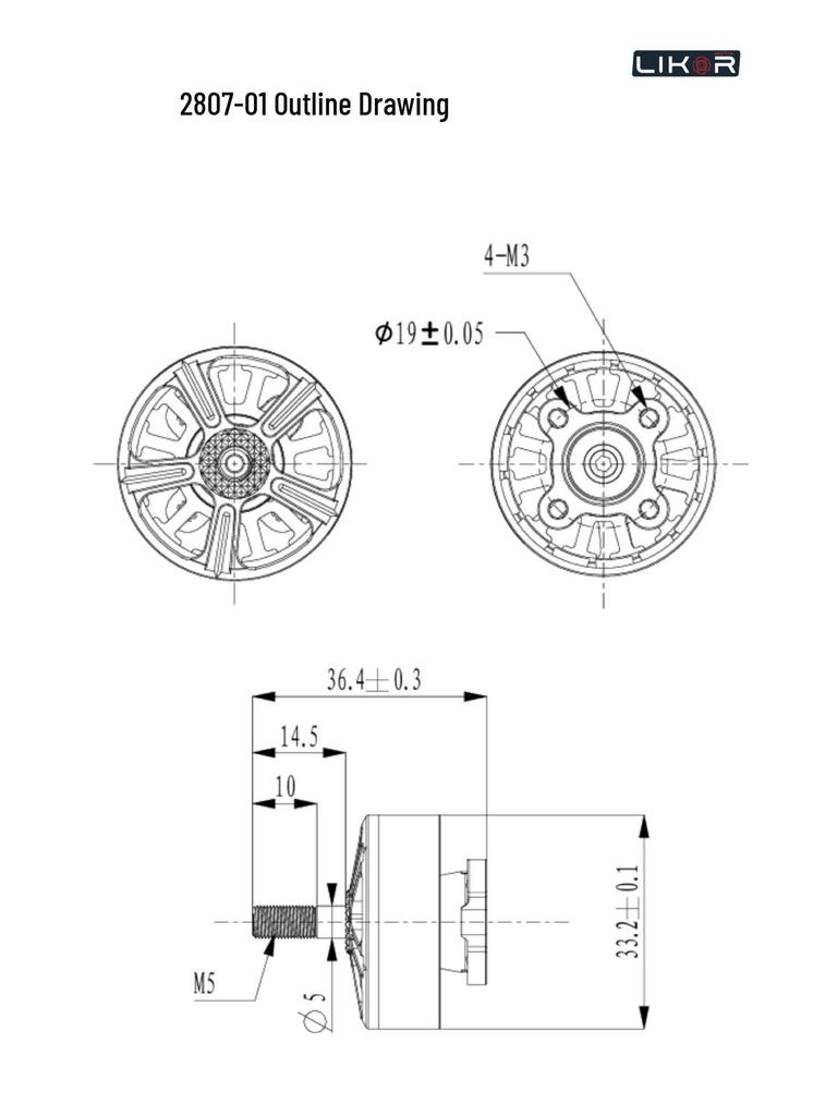 2807-1300KV High-Speed Brushless Motor for FPV Drone Multirotor