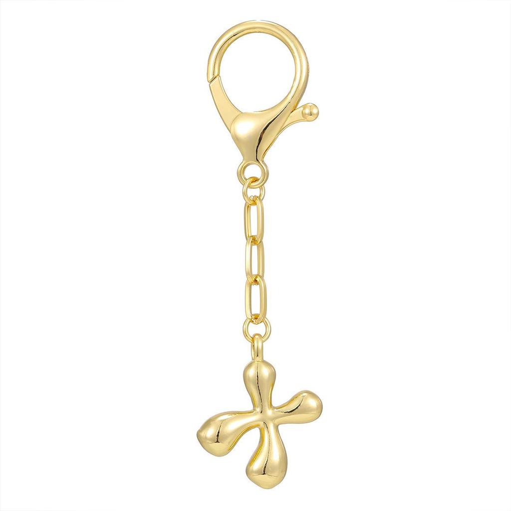 18K Gold Bubble Initial Pendant Keychain