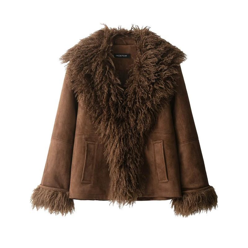 Womens Vintage French Style Faux Suede