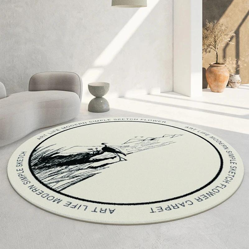 

Soft Round Carpet Modern Simple Flower Print Rug For Living Room Sofa Home Bedroom Dorm Decor Nonslip Circle Floor Mat Yoga Mats 40x40cm(15x15 inch)