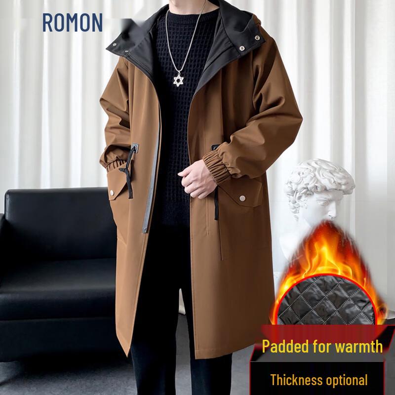 ROMON Men's Mid-Length Business Trench Coat