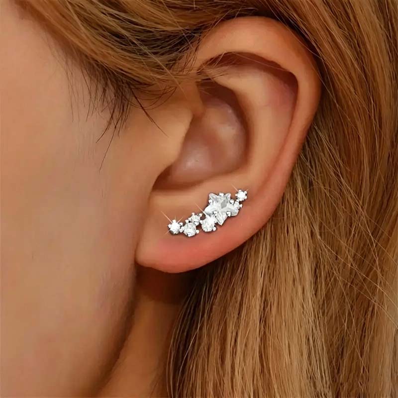 1Pcs Fashion Gold Color Star Stud Earrings for Women Exquisite Shiny Zircon Piercing Earrings Wedding Jewelry Bijoux Gift