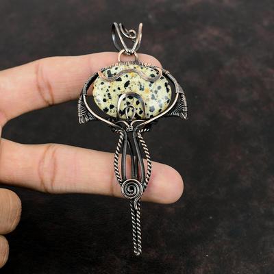 Dalmatian Jasper Pendant Copper Wire Wrapped Pendant Handmade Jewelry Gemstone Pendant Amazing Copper Jewelry Elegant Pendant Gift For Women