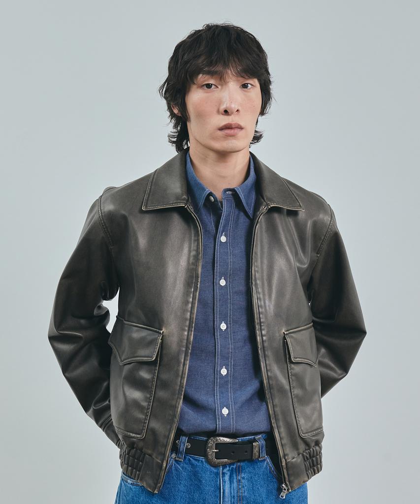 Uniform Bridge Faux Leather A-2 Jacket Brown