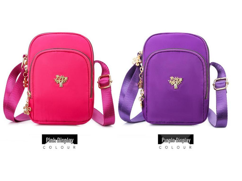 Trendige Nylon-Crossbody-Tasche für Handy & Münzen - Vertikale Umhängetasche