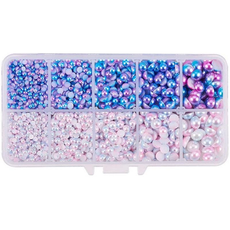Black & White Gradient Semi-Circular Acrylic Pearl Nail Art Stickers