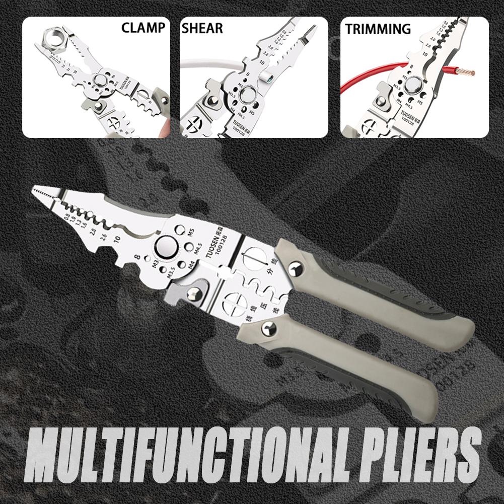 Multifunctional Wire Stripper Pliers, Decrustation Crimper Cable Cutter, Solves Wire Stripping Inaccuracy & Multi-Tool Carrying