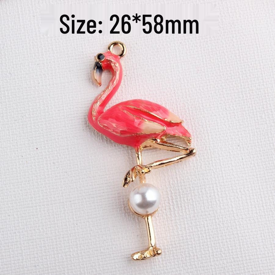 DIY K Gold Enamel Alloy Flamingo Charms for Korean Bracelet Pendants