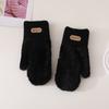 Warm Full Finger Mittens Plush Cycling Driving Gloves Solid Color Solid Color Gloves  Female