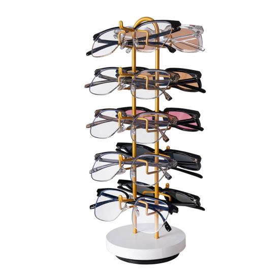 360 Grad Drehbarer Sonnenbrillen-Organizer 5 Schichten Metall Brillen Aufbewahrungsregal Platzsparend Hochbelastbar Brillen Displayständer Halter