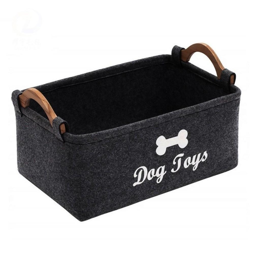 Felt Pet Toy Storage Basket Large Capacity Durable Toy Organizer For Cat Dog Toys