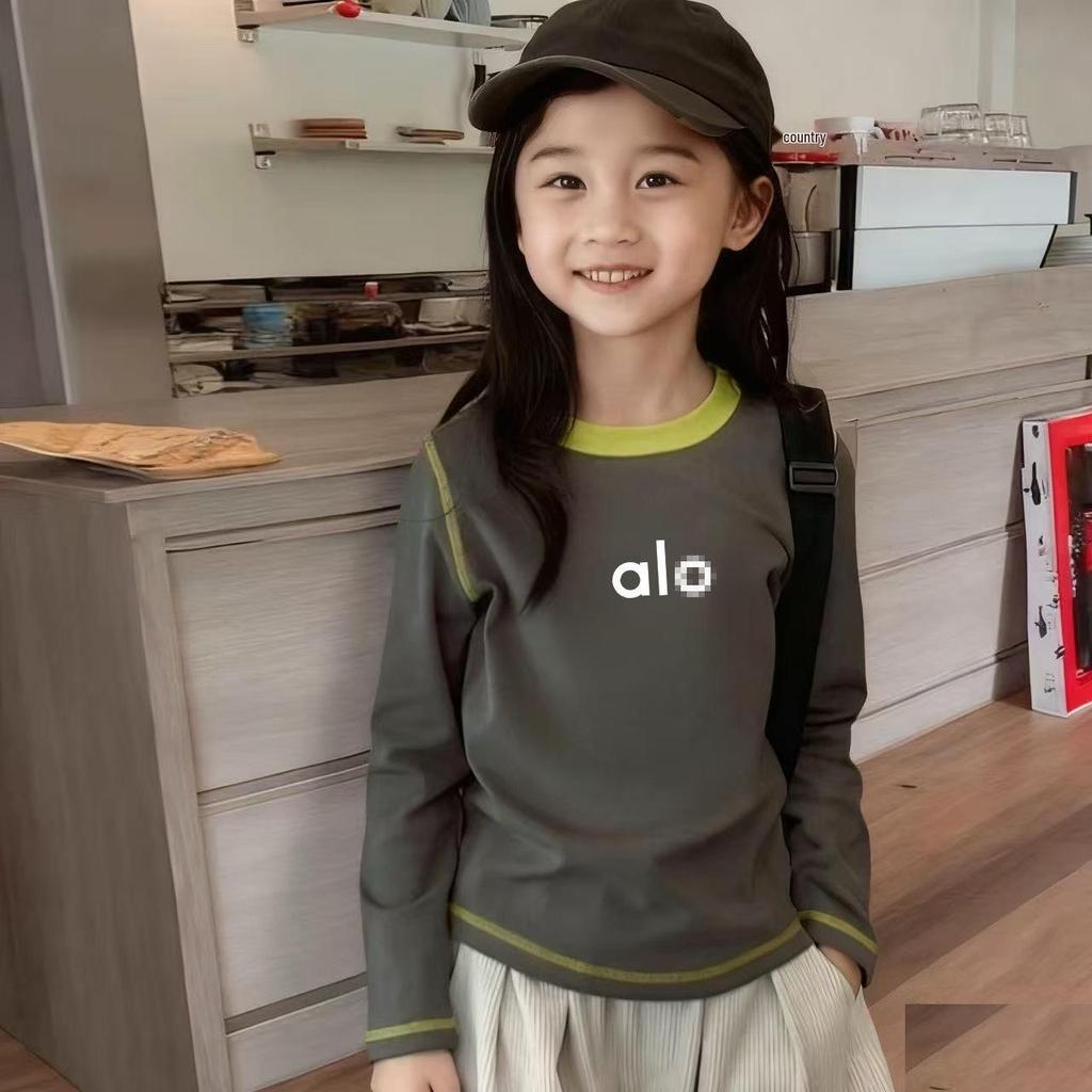 Trendy Brand Girls' Cotton Long Sleeve T-shirt, 2025 Spring/Autumn Korean Style, Children's Round Neck Top