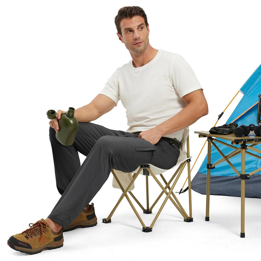 Gopuune Men's Quick-Drying Lightweight Hiking Pants with Water-Repellent Finish and Breathable Belt for Spring, Autumn, and Summer Use (Gray, Size M)