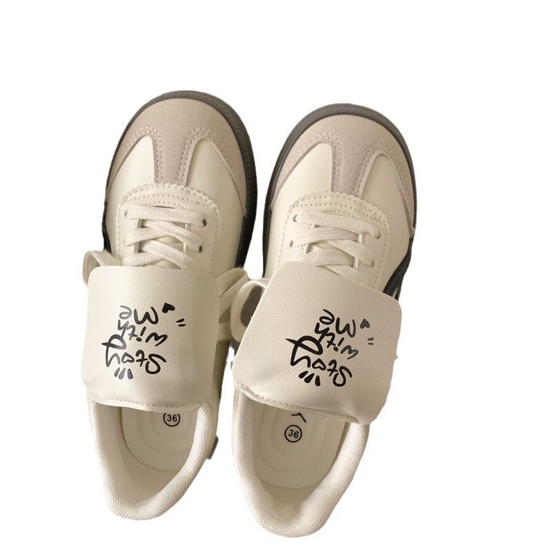 Cream Dexun Puff Shoes Female Students Versatile Year New Niche Casual Flat baseplate Shoes