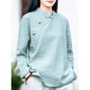 Cotone Lino Vintage Collo Alto Manica Lunga Donna Primavera Autunno Stile Cinese Servizio Tè Pullover Top Manica Lunga