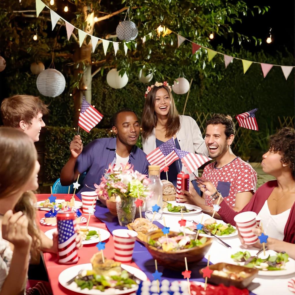 American Flag Colors Blue White Red Five-pointed Star Pick Five-pointed Star Fruit Pick Cocktail Pick