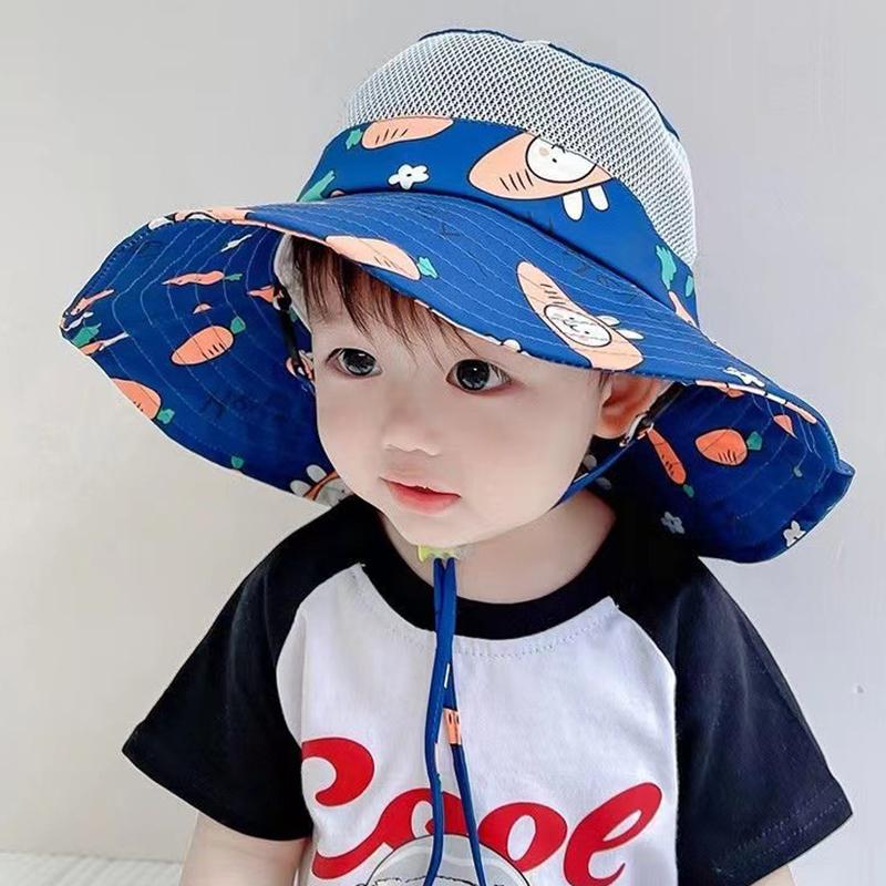 Children'S Large Brim Sun Protection Summer Thin Mesh Breathable Fisherman Hat Kindergarten Hat Girl Baby Sun Hat