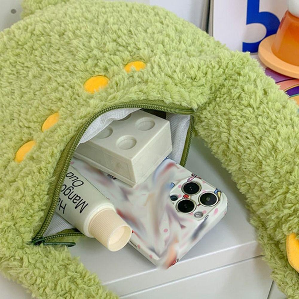 Zipper Long Neck Dinosaur Bag Plush Shoulder Bags Fashion Cartoon Crossbody Bag  Girls