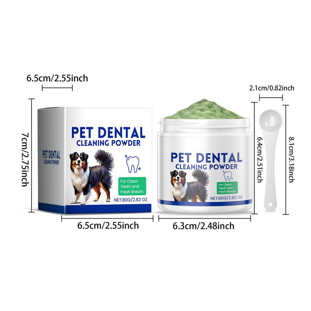 

80g Dog Teeth Cleaning Powder Teeth Cleaning Green Powder Dog Breath Freshener Teeth Care Products Safe Plaqueoff Powder зелений