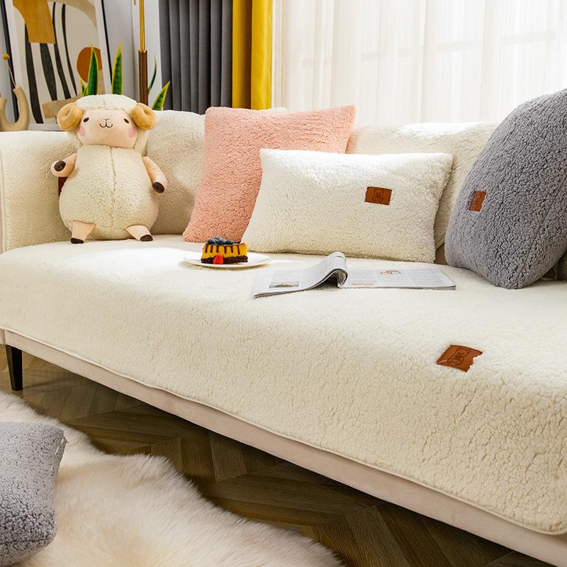 Winter Sofa Cushion Thickened Fleece Non-Slip Seat Cushions Simple Modern Warm Sofa Cover Slipcover
