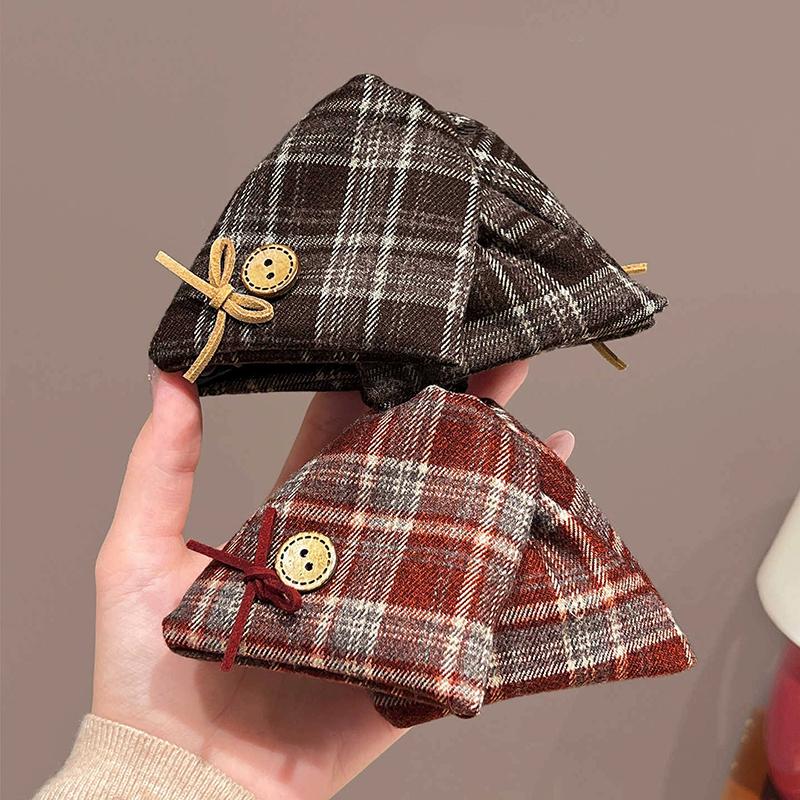 Korean-Style Ins Bow Plaid Hair Clip For Women Large Vintage Hair Clip For Back-Of-Head Updo Shark Clip