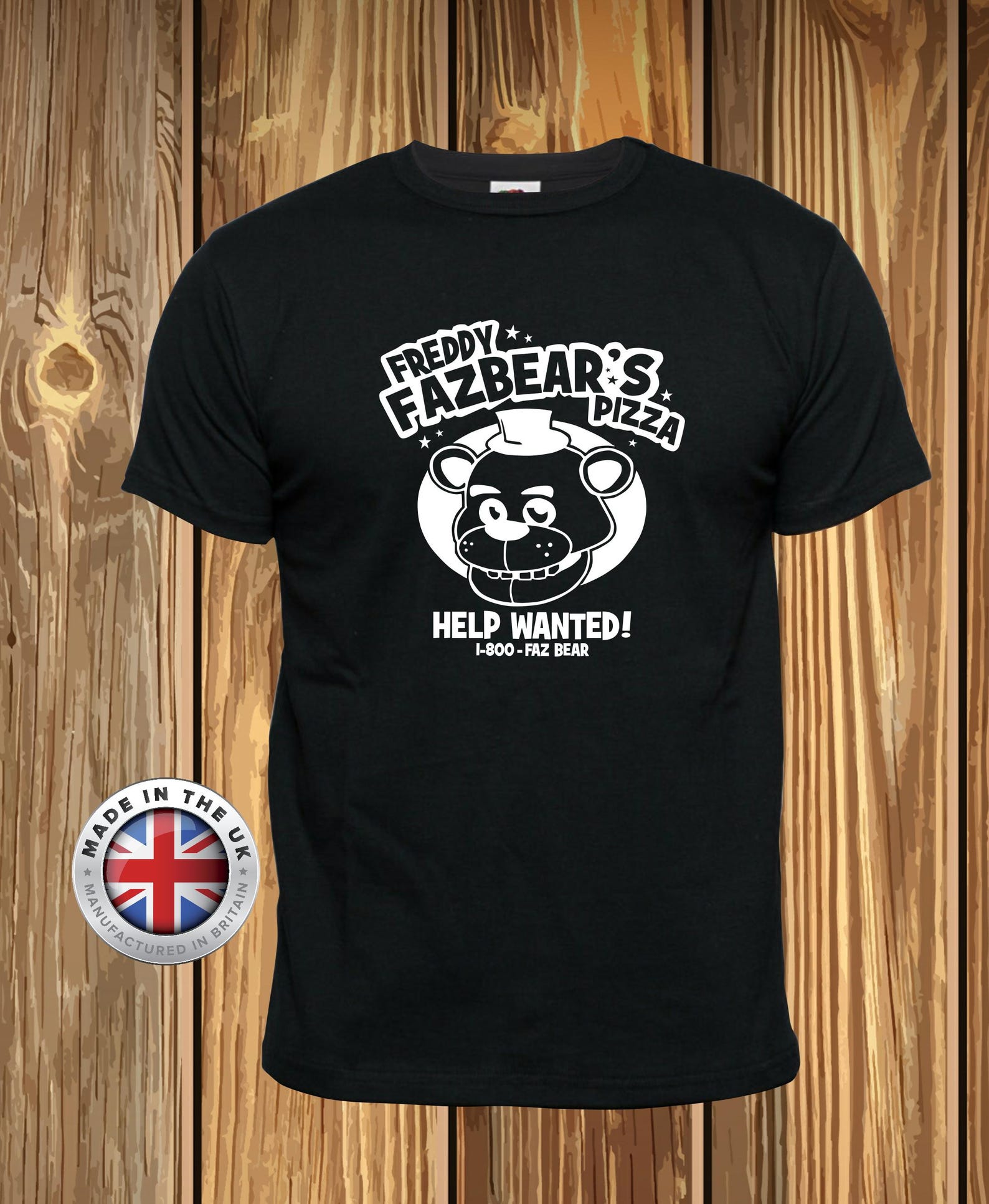 Five Nights at Freddy s T-Shirt: Fazbear Pizza, Unisex & Fitted S