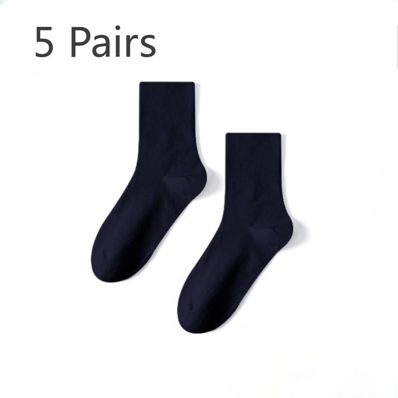5 Pairs of Men Spring and Autumn Loose Mouth Pure Color Cotton Socks