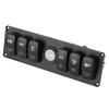 12V-24V 6 Gang Blue LED Rocker Switch Panel with Alarm Voltmeter for Car RV Boat Yacht Marine