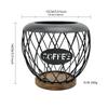 Artistic Iron Fruit Basket Inspired Coffee Pods Rack Open Structure Kitchen Office Storage Durable Metal Wood Materials