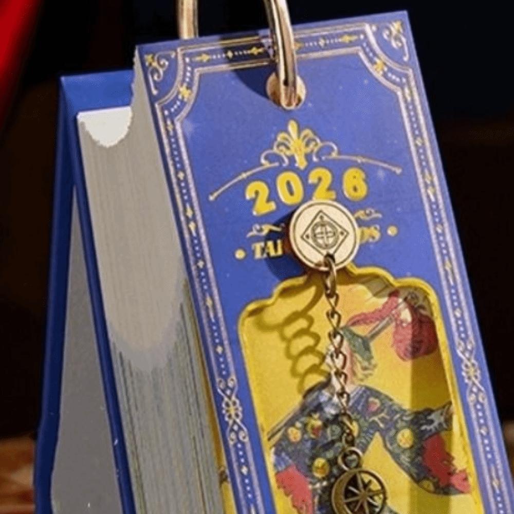 Gold Ring Binding 2026 Card Calendar Vintage Oil Painting Daily Planner New Year Theme