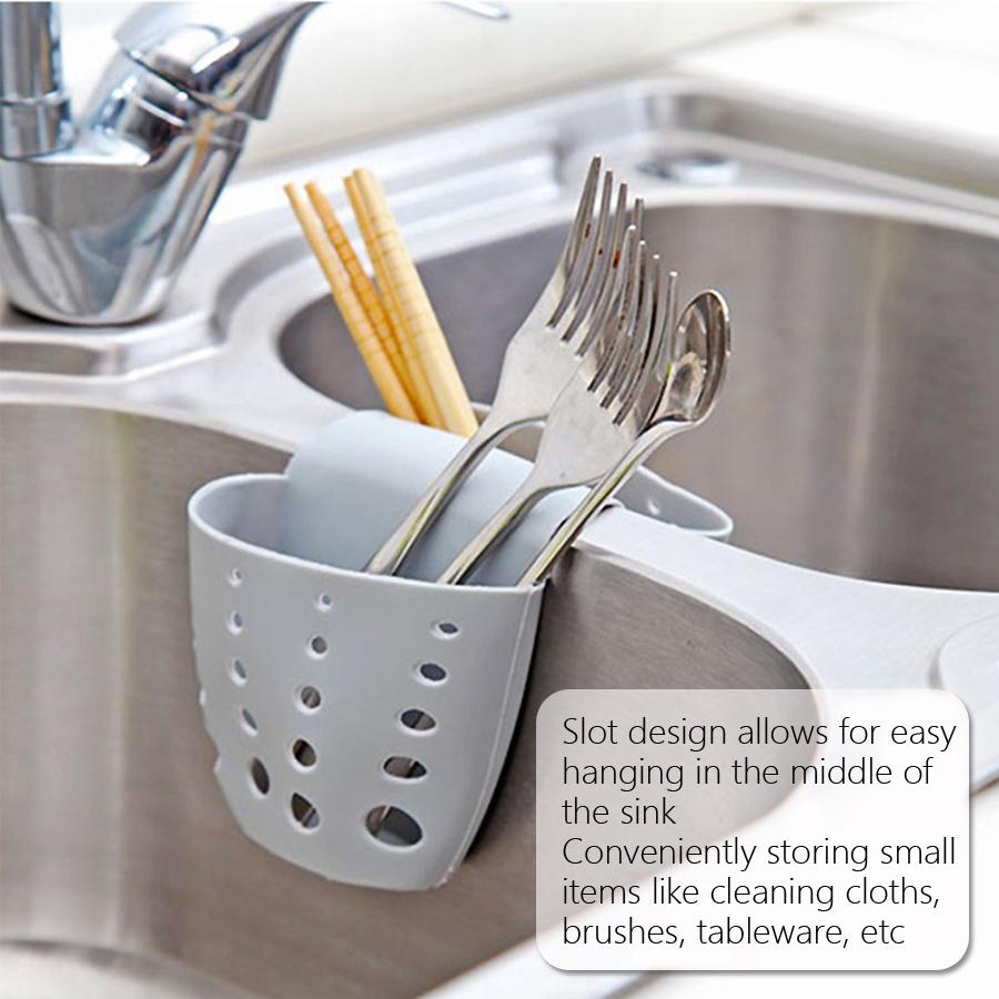 Kitchen Accessories Sink Double Basket Soap Sponge Holder Utensils Organizer Bag Bathroom Hanging Drain Basket Storage Rack