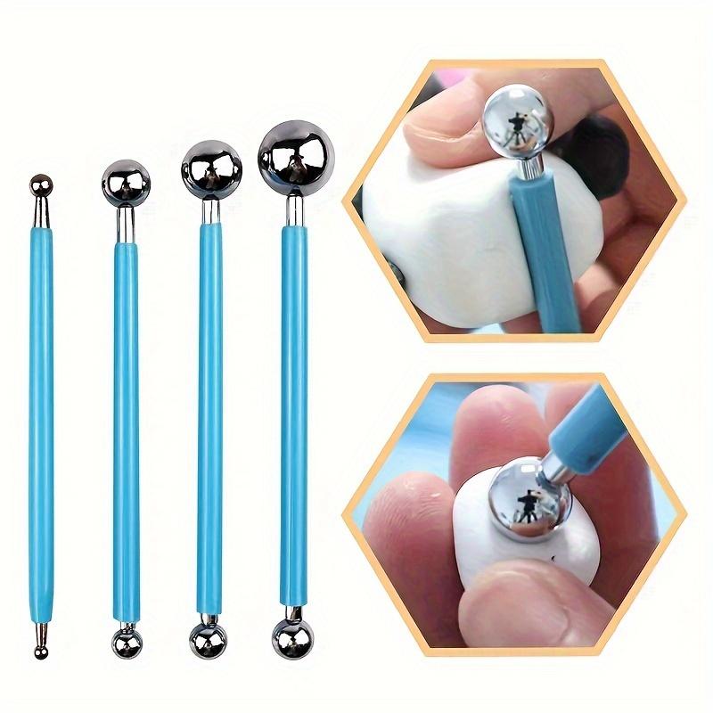 Set 4 buc. de Unelte Ceramice pentru Lut Moale, Plastic, Unelte Auxiliare pentru Lut, Stilou cu Puncte, Sculptură, Batoane pentru Embosare, Multifuncțional pentru Începători