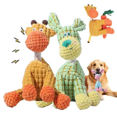 Interaktives Quietsch-Hundespielzeug Robustes Stofftier Plüschtier Kauspielzeug für aggressive Kauer Unzerstörbares Beißspielzeug für kleine, mittelgroße und große Hunde