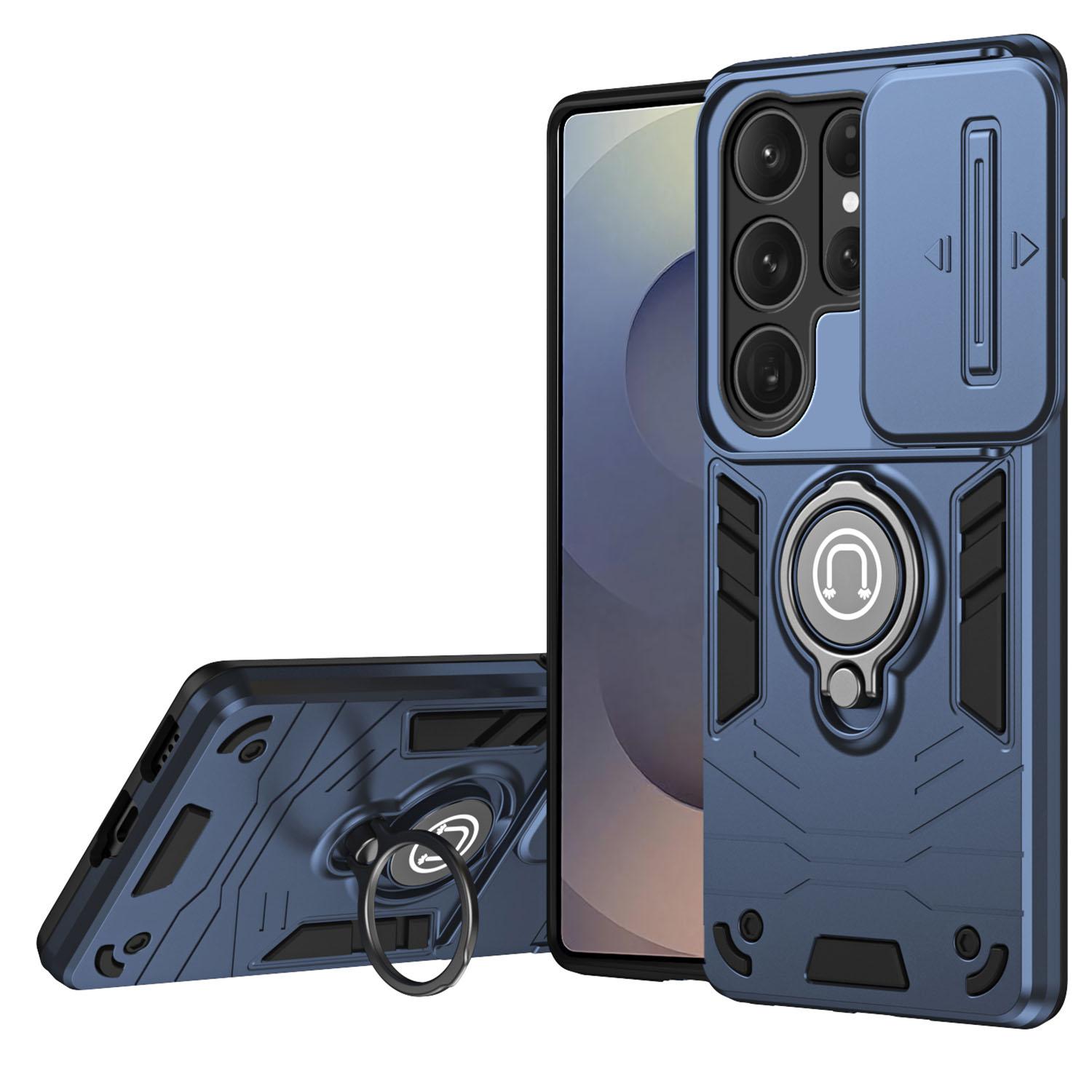 

Чехол для Samsung Galaxy S25 Ultra Slide Camshield Подставка PC+TPU Чехол для телефона Blue