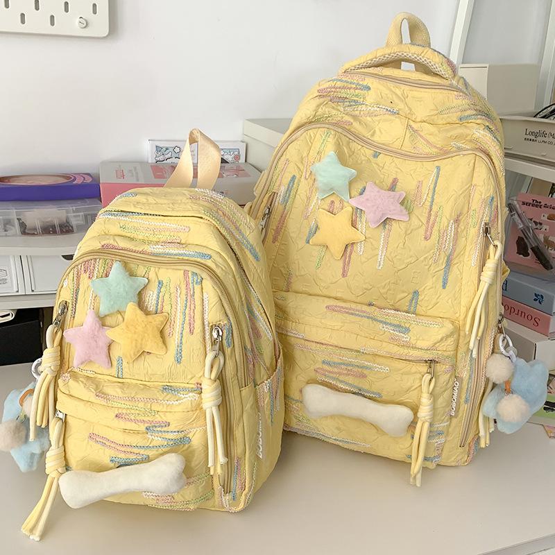 Schoolbag Children Elementary School Girls High School Large Capacity High Appearance Ins Striped Backpack