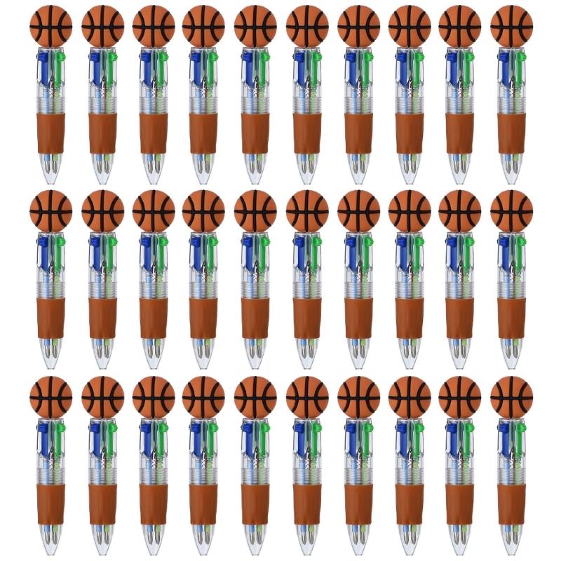 10/20/30Pcs 4-Color Cartoon Sports Ball Design Ballpoint Pen Set Classroom Prize For Students And Office Use