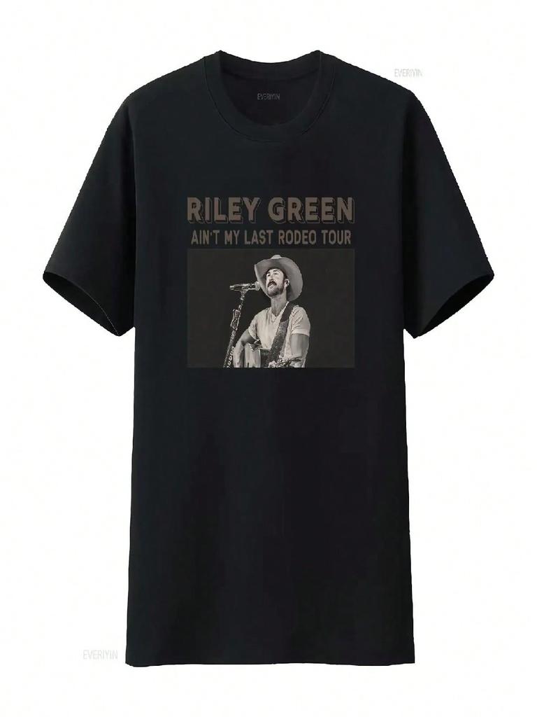 Vtg Riley Green Im Tourkonzert Baumwolle Vollgröße Schwarzes T-Shirt Vintage gewaschen Atmungsaktiv Mode Stilvoll Bequem
