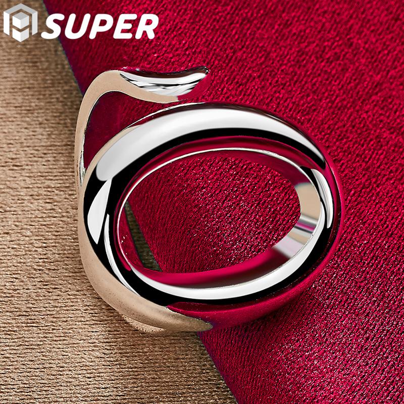 925 Sterling Silver Circle O Open Adjustable Size Rings Jewelry