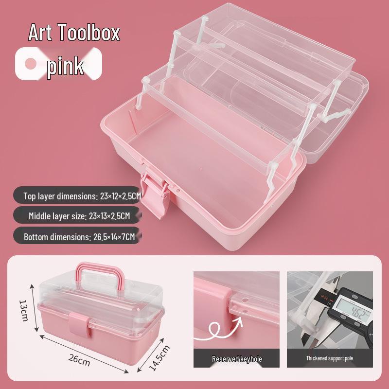 Three-Layer Folding Art Storage Box for Students