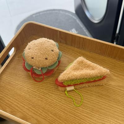 Cartoon Plush Hamburger Cake Sandwich Keychain Simulated Food Doll Keyring Bag Pendant Backpack Hanging Decoration Key Holder