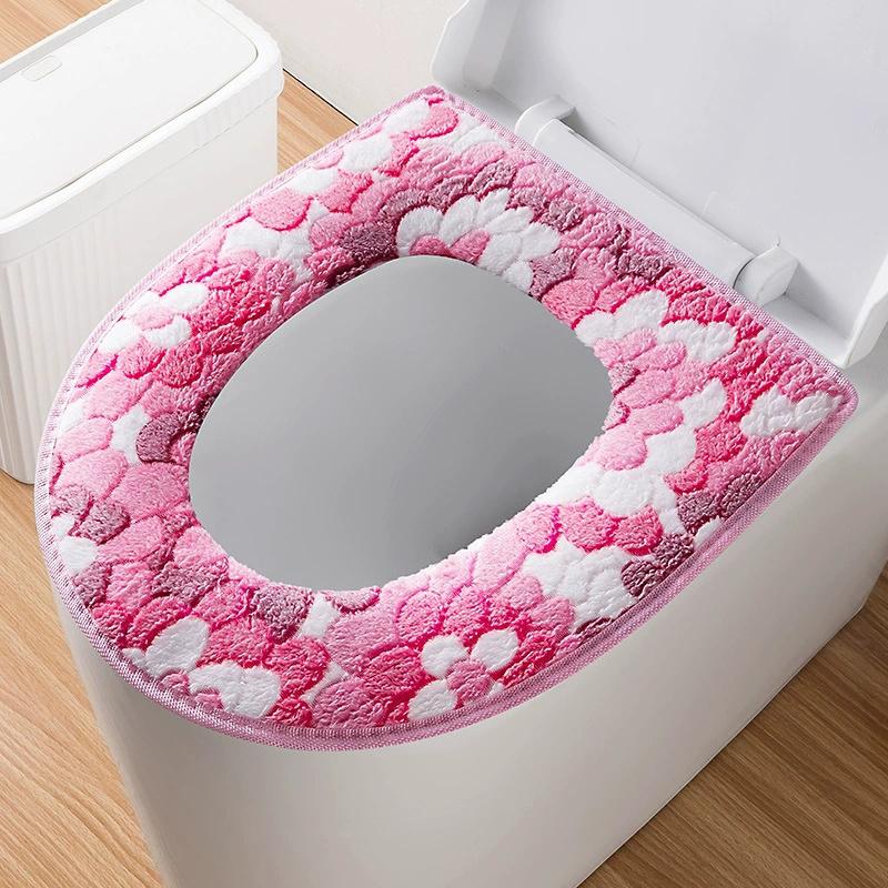 Toilet Cover Plush Seat Waterproof Universal Toilet Ring Washable Bathroom Mat Decorative With Random Color Back Of Seat Cushion