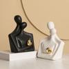 Ceramic Couple Statue Hugging Kissing Lover Figurine for TV Stand Shelf Decor Romantic Couple Heart Sculpture for Wedding Anniversary Gift